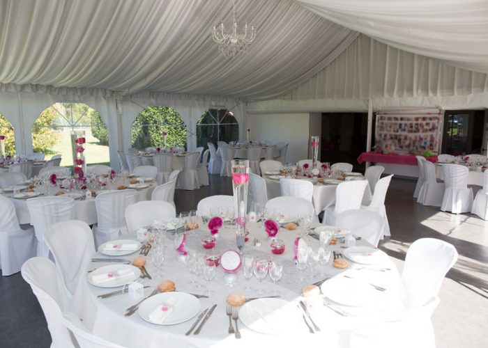 Image of tables setting at a luxury wedding hall
